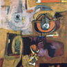 Thumbnail of Garden Gift: Abstract Painting by Ethel Fisher, 1958, oil on canvas, 32 x 32 inches, mid-twentieth century abstract painting, widely exhibited in Havana, Cuba.