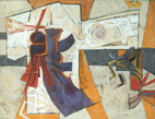 Thumbnail of The Trove: Abstract Painting by Ethel Fisher, 1957, oil on canvas, 34 x 42 inches, mid-twentieth century abstract painting, widely exhibited in Havana, Cuba.