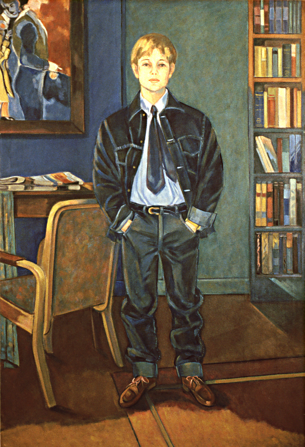 Large Figure Painting of Max Kitaj by Ethel Fisher, 1994, oil on canvas, 56 x 38 inches, twentieth century figure painting.