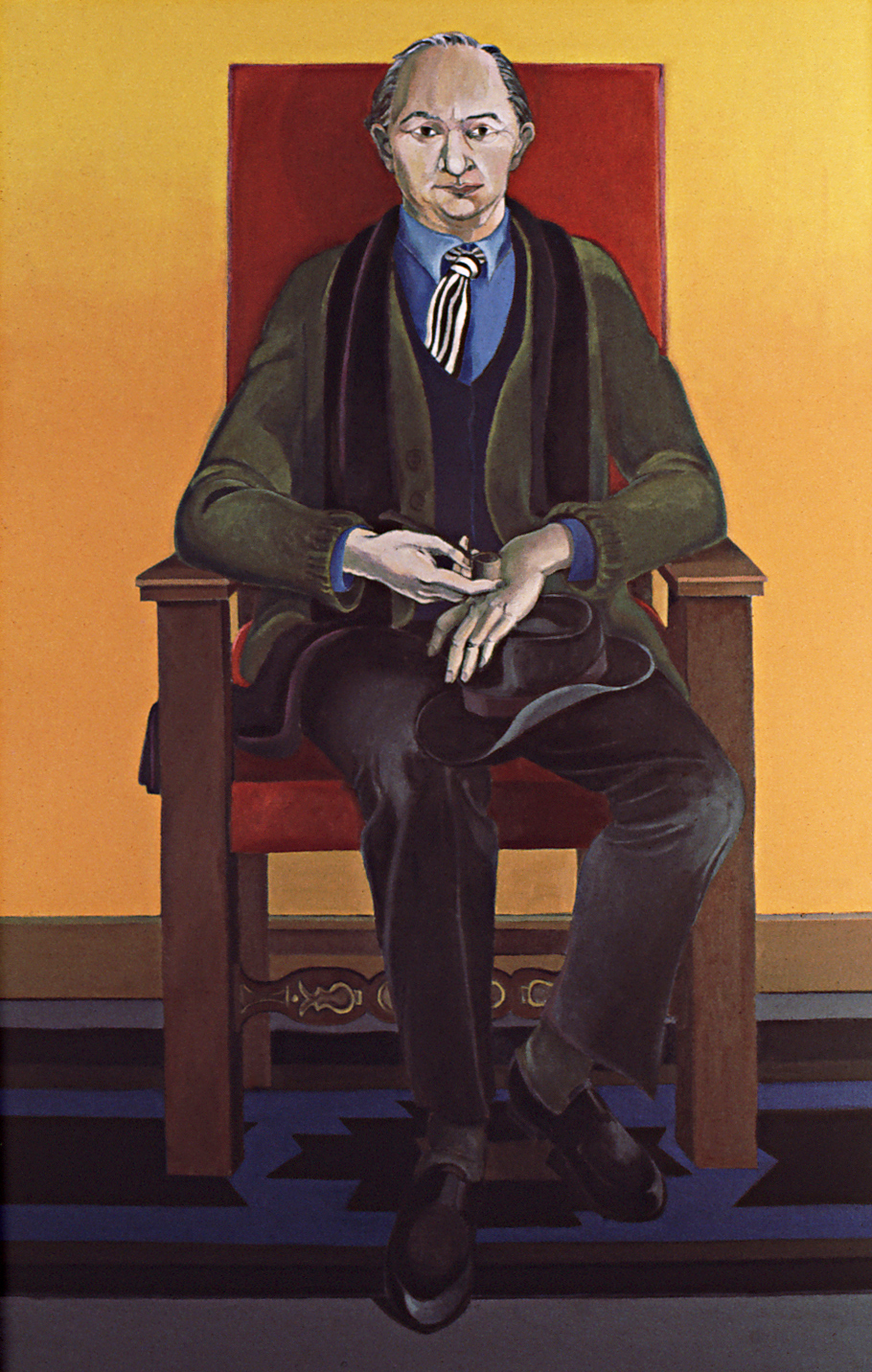 Large Figure Painting of Will Barnet by Ethel Fisher, 1967, oil on linen, 66 x 43 inches, twentieth century figure painting.