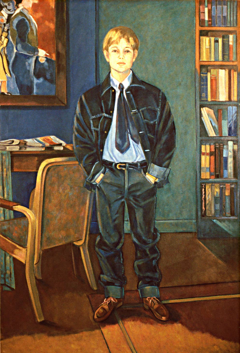 Thumbnail of Max Kitaj in London: figure painting by Ethel Fisher, 1994, oil on canvas, 56 x 38 inches, mid-twentieth century painting.