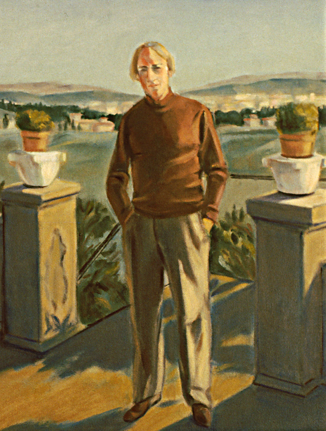 Thumbnail of Seymour in Fiesole: by Ethel Fisher, 1995, oil on canvas, 14 x 11 inches, twentieth century portrait painting.
