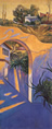 Thumbnail of The Arch #1: California Landscape Painting with Spanish style patio wall by Ethel Fisher, 1998, oil on canvas, 44 x 18 inches, late twentieth-century landscape painting.