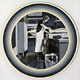 Thumbnail of Paul Thek in Studio: Collage of Paul Thek in his New York Studio in 1968, by Ethel Fisher, 1971, mixed media, 12.5 x 12.5 inches, mid-twentieth century collage series of New York artists, New York, Cuban, and other architectural landmarks.