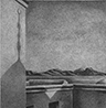 Tunisian sunset: drawing by Ethel Fisher, 1976, of Tunisian Sunset at Sidi Bou Said with shadow of mosque, graphite on Arches paper, 20 x 14 (10 x 9.25) inches, mid-twentieth century drawing on a theme of architecture.